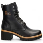 Padma B11 - Women's Black Block Heel Leather Ankle Boots
