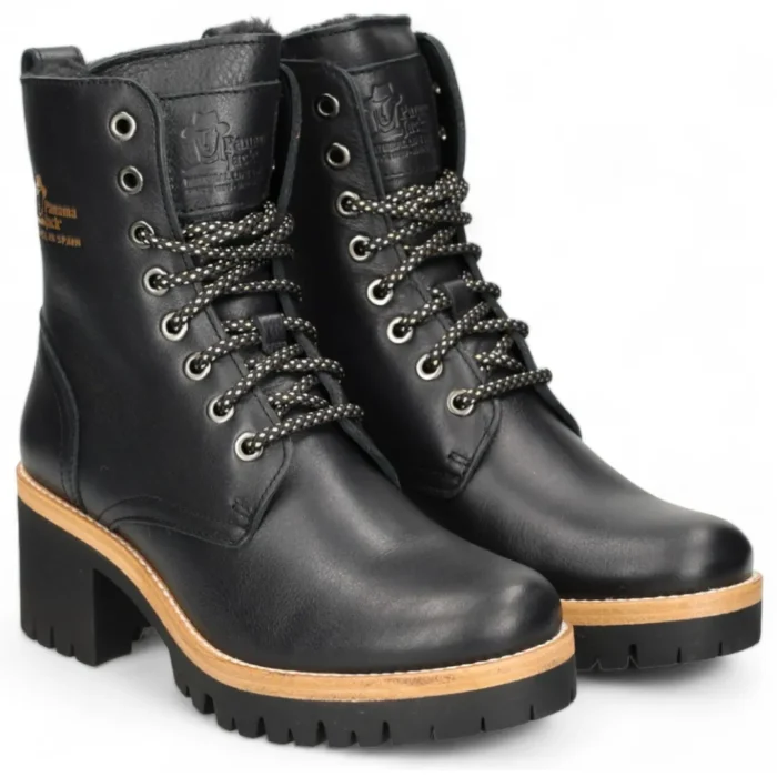 Padma B11 - Women's Black Block Heel Leather Ankle Boots - Image 3