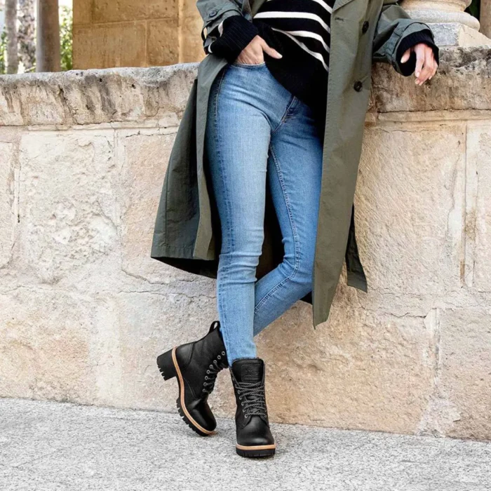 Padma B11 - Women's Black Block Heel Leather Ankle Boots - Image 2