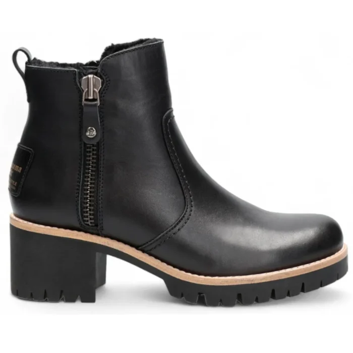 Trav B2 - Women's Black Side Zipped Leather Ankle Boots - Image 1