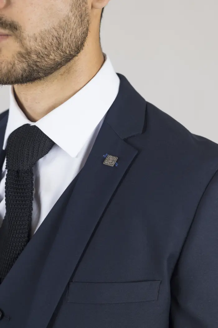 Men's Blazer Navy Blue Tailored Fit Formal Suit Jackets - Image 6