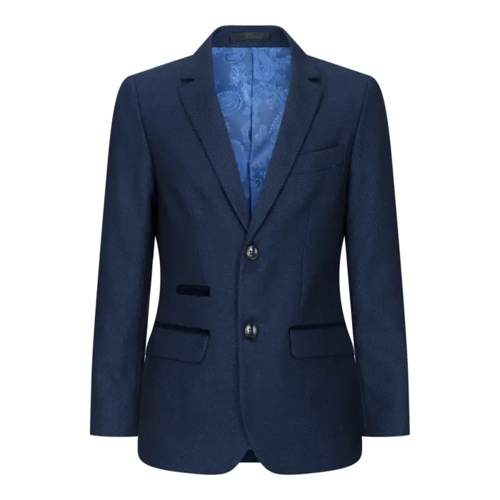 Boys Navy Blue 3 Piece Tweed Birdseye Suit Smart Formal Wedding Classic 1920s - Image 9
