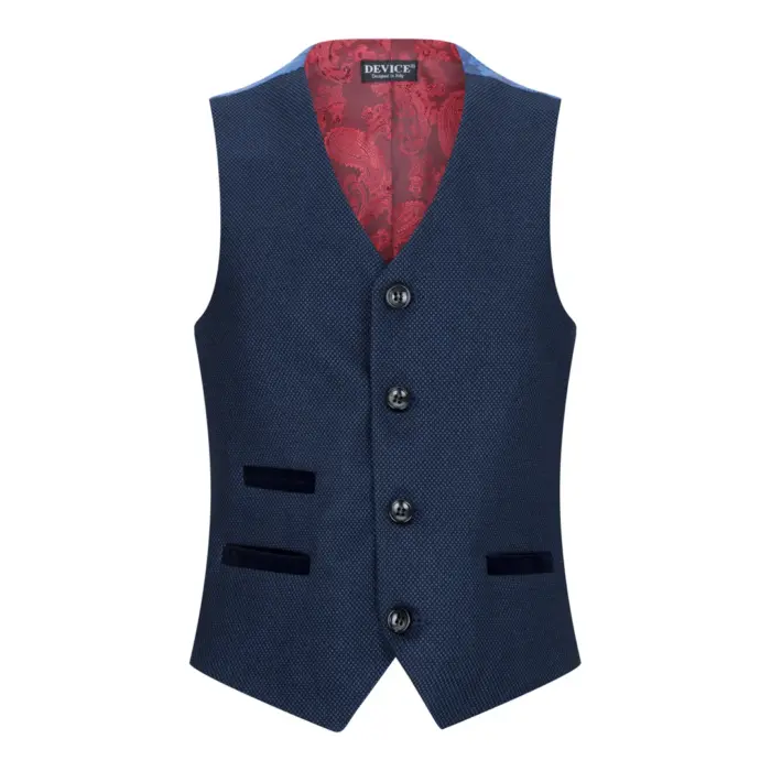 Boys Navy Blue 3 Piece Tweed Birdseye Suit Smart Formal Wedding Classic 1920s - Image 7