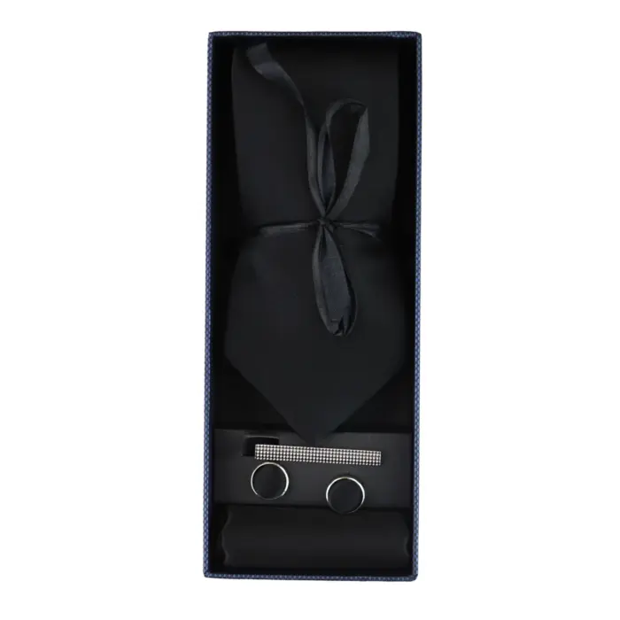 Satin Silk Tie Gift Set Pocket Square Cuff Links Tie Shiny Satin - Image 2
