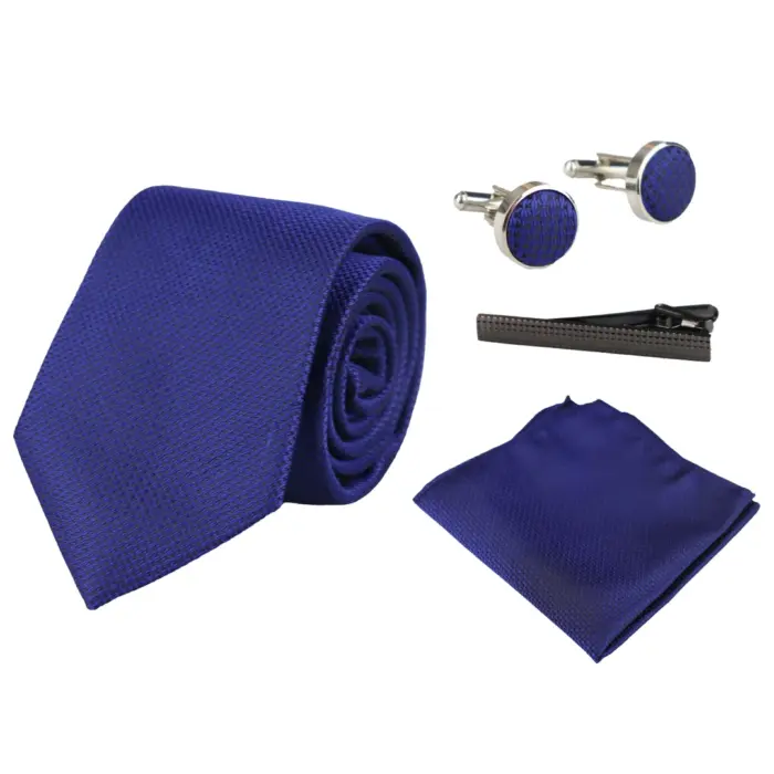 Satin Silk Textured Tie Gift Set Pocket Square Cuff Links Tie Matt Satin - Image 4