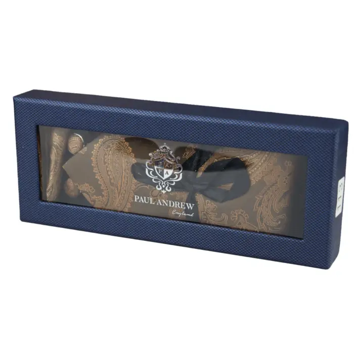 Paisley Neck Tie Gift Set Pocket Square Cuff Links Tie Floral Satin - Image 12
