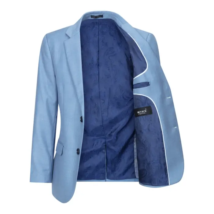 Boys 3 Piece Suit Sky Blue Light Wedding Party Christening Smart Formal - Image 5
