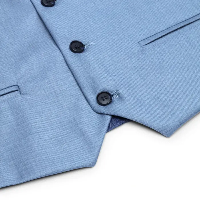 Boys 3 Piece Suit Sky Blue Light Wedding Party Christening Smart Formal - Image 3