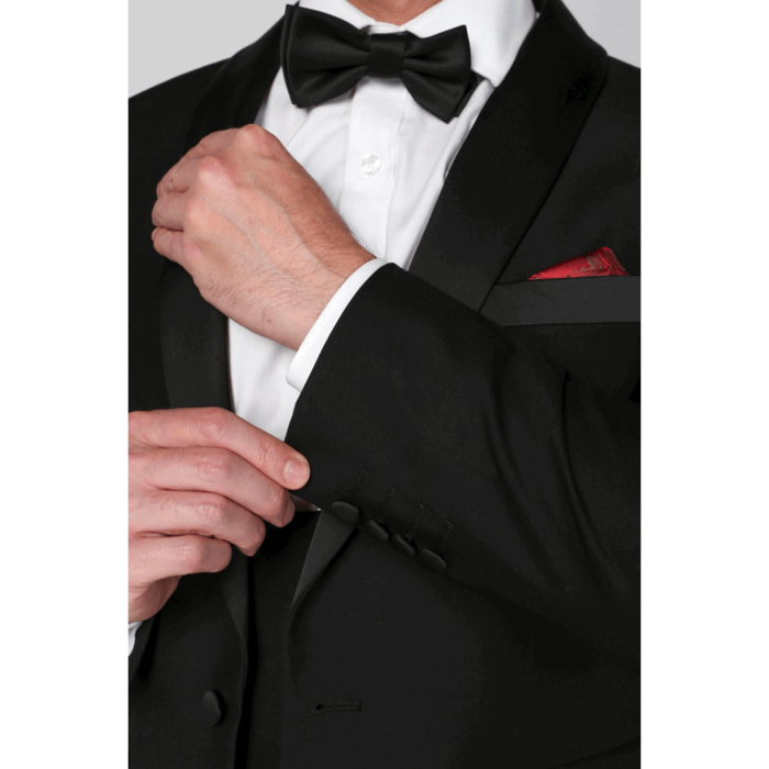 Men's Black Tuxedo Suit 3 Piece Shawl Lapel Formal Wedding Dress - Image 4