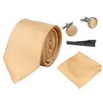 Satin Silk Tie Gift Set Pocket Square Cuff Links Tie Shiny Satin - Image 4