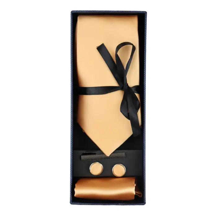 Satin Silk Tie Gift Set Pocket Square Cuff Links Tie Shiny Satin - Image 5