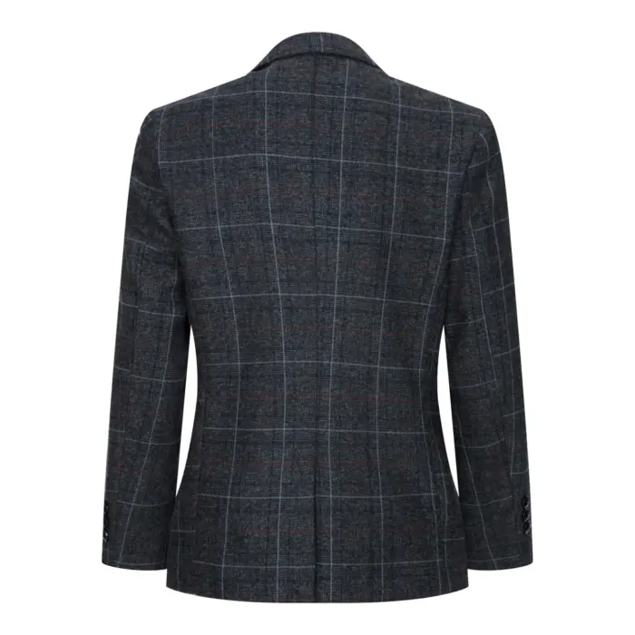 Boys Grey Black 3 Piece Tweed Suit Herringbone Wine Vintage Retro - Image 5