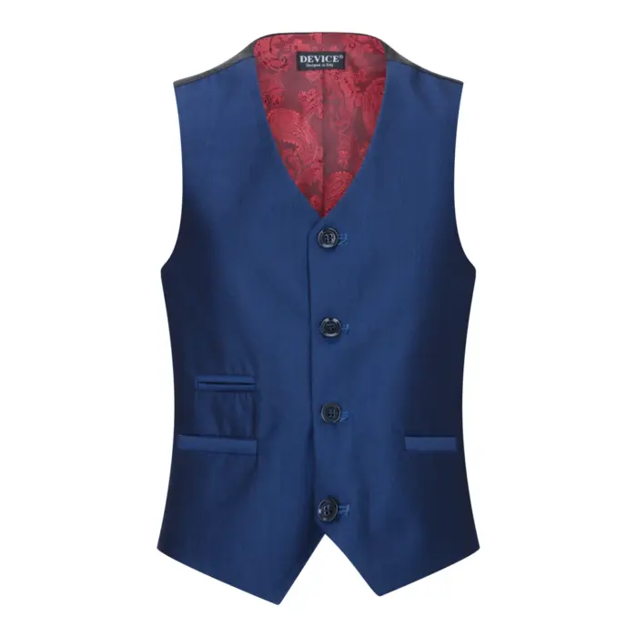Boys 3 Piece Shiny Blue Wedding Party Suit Tailored Fit Smart Formal - Image 7