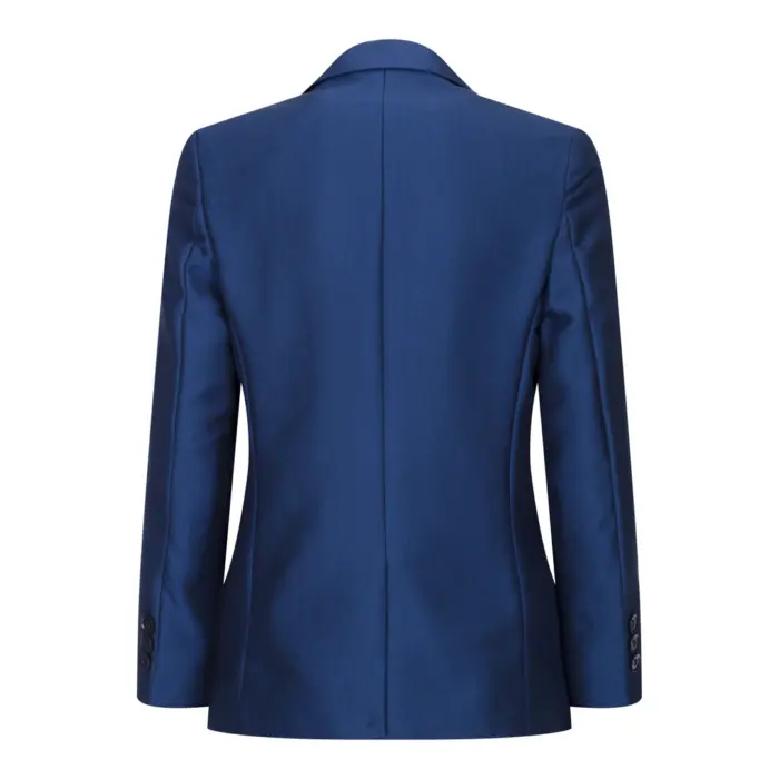Boys 3 Piece Shiny Blue Wedding Party Suit Tailored Fit Smart Formal - Image 5