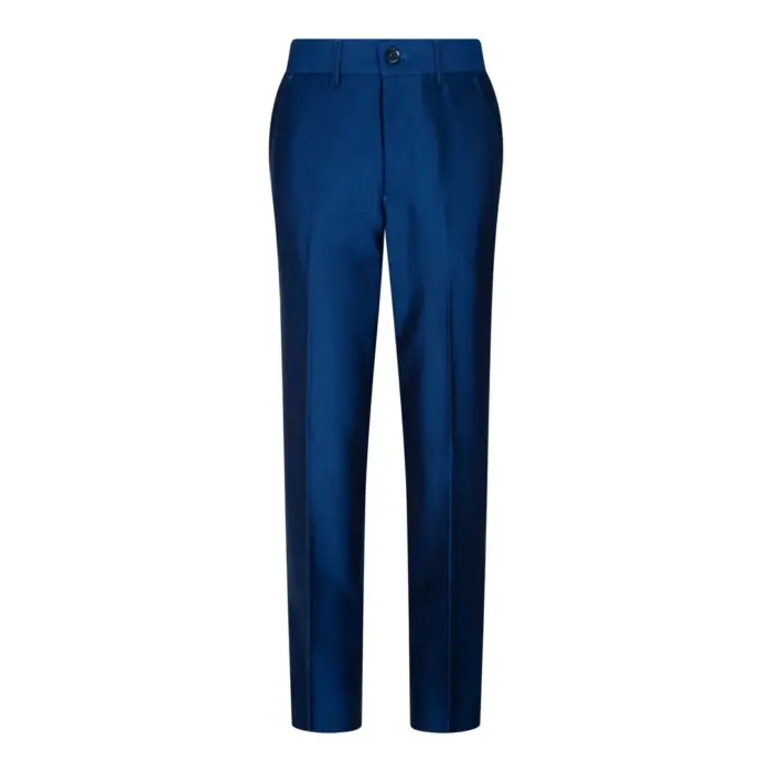 Boys 3 Piece Shiny Blue Wedding Party Suit Tailored Fit Smart Formal - Image 4