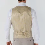 Men's Suit 3 Piece Beige Classic Birdseye Summer Wedding - Image 7