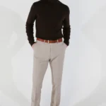 Men's Suit 3 Piece Beige Classic Birdseye Summer Wedding - Image 8