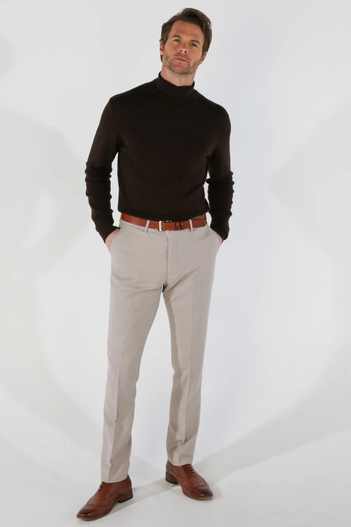 Men's Suit 3 Piece Beige Classic Birdseye Summer Wedding - Image 8