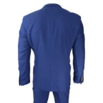 Mens Royal Blue 3 piece Suit Brown Trim Classic Birdseye Vintage Wedding Grooms - Image 6