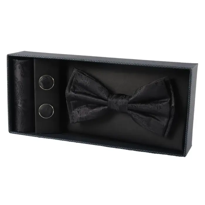 Men's Bow Tie Gift Set Pocket Square Cuff Links for Formal Wedding Dress - Image 2