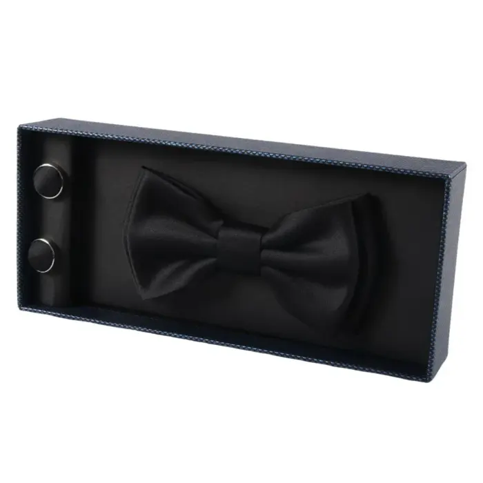 Men's Bow Tie Gift Set Pocket Square Cuff Links for Formal Wedding Dress - Image 5