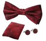 Men's Bow Tie Gift Set Pocket Square Cuff Links for Formal Wedding Dress - Image 7