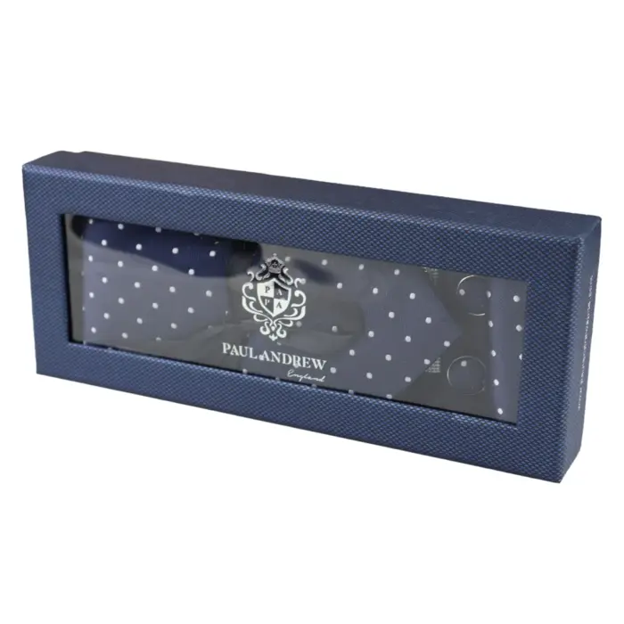 Dotted Neck Tie Gift Set Pocket Square Cuff Links Tie Pin Polka Dot Satin - Image 6