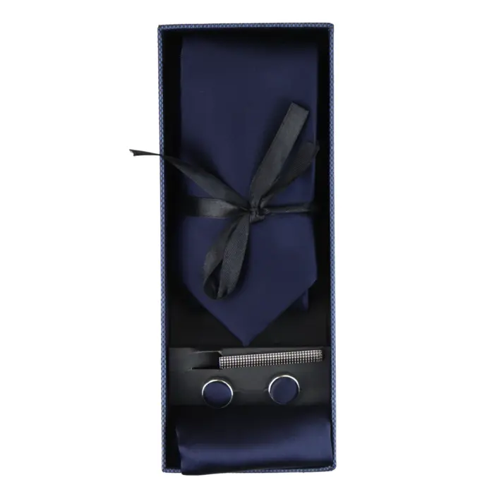 Satin Silk Tie Gift Set Pocket Square Cuff Links Tie Shiny Satin - Image 8