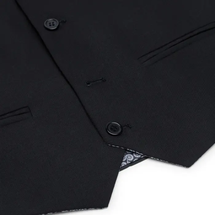 Boys 3 Piece Black Tailored Fit Complete Suit Classic Wedding Mourning Funeral - Image 3