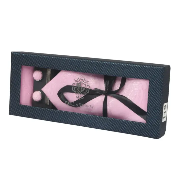 Paisley Neck Tie Gift Set Pocket Square Cuff Links Tie Floral Satin - Image 29