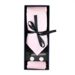 Satin Silk Tie Gift Set Pocket Square Cuff Links Tie Shiny Satin - Image 11