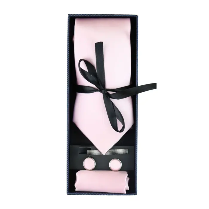Satin Silk Tie Gift Set Pocket Square Cuff Links Tie Shiny Satin - Image 11
