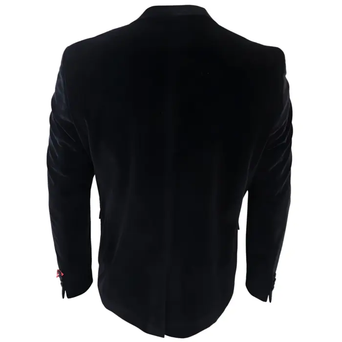 Mens Black Velvet Tuxedo Blazer Satin Peak Lapels Dinner Jacket Wedding Prom Black Tie - Image 4