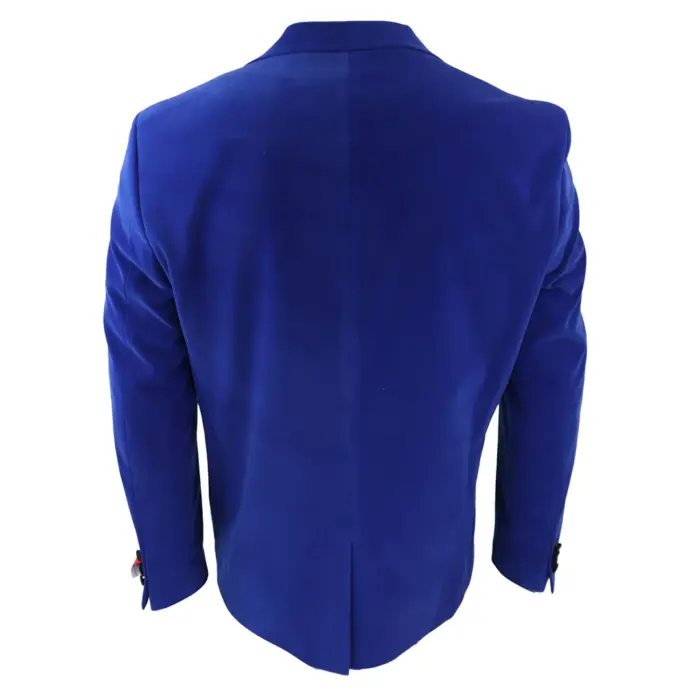 Mens Royal Blue Velvet Tuxedo Blazer Satin Peak Lapels Dinner Jacket Wedding Prom Black Tie - Image 4