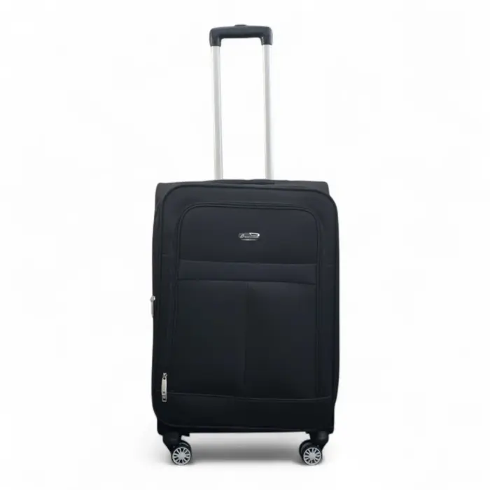 Soft Shell Luggage Lightweight Durable Black Suitcase - Image 2