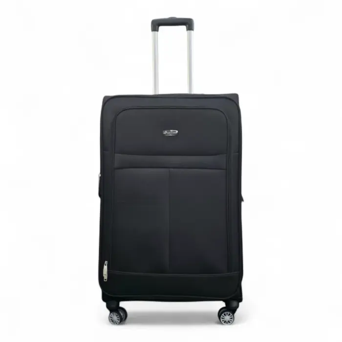 Soft Shell Luggage Lightweight Durable Black Suitcase - Image 3
