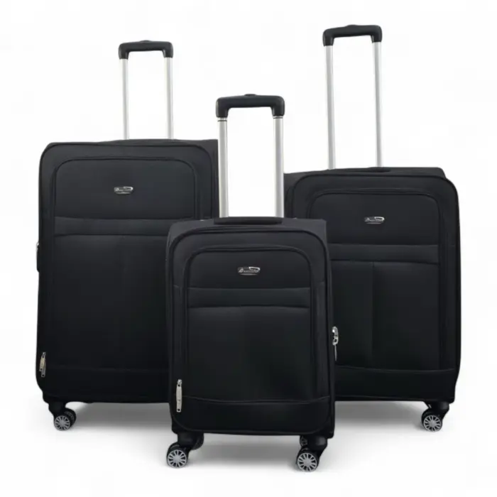 Soft Shell Luggage Lightweight Durable Black Suitcase - Image 6