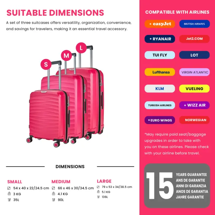 Luggage Suitcase Travel Bag Carry On Hand Cabin Check in Expandable Hard-Shell 4 Spinner Wheels Trolley Set | Sunwave - Image 49