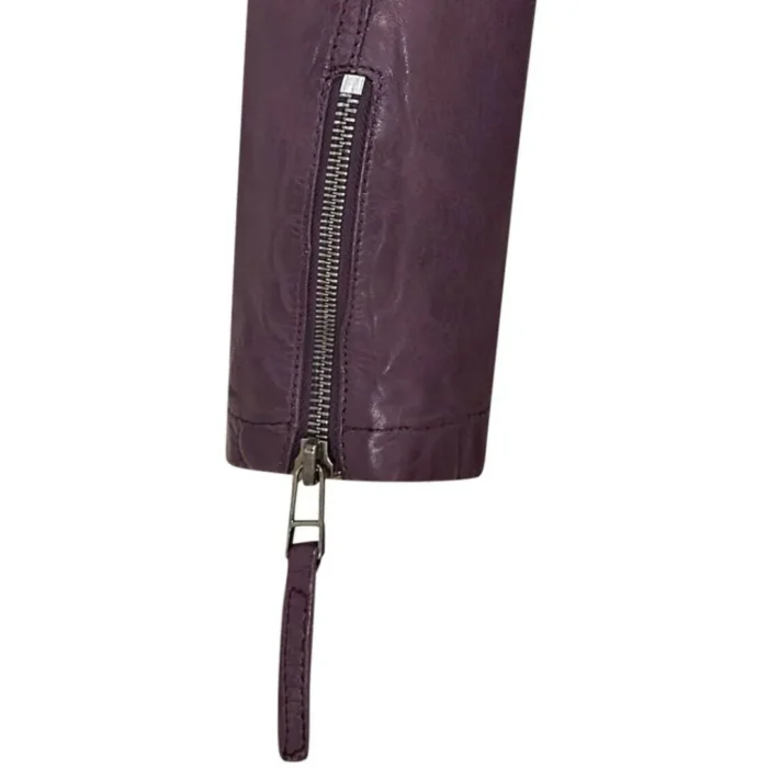 Women's Leather Jacket Hooded Biker Motorcycle Coat - Image 10