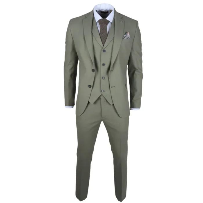TruClothing TP-22 - Men's Sage 3 Piece Linen Summer Suit - Image 3