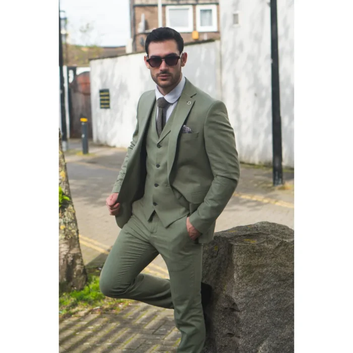 TruClothing TP-22 - Men's Sage 3 Piece Linen Summer Suit - Image 2
