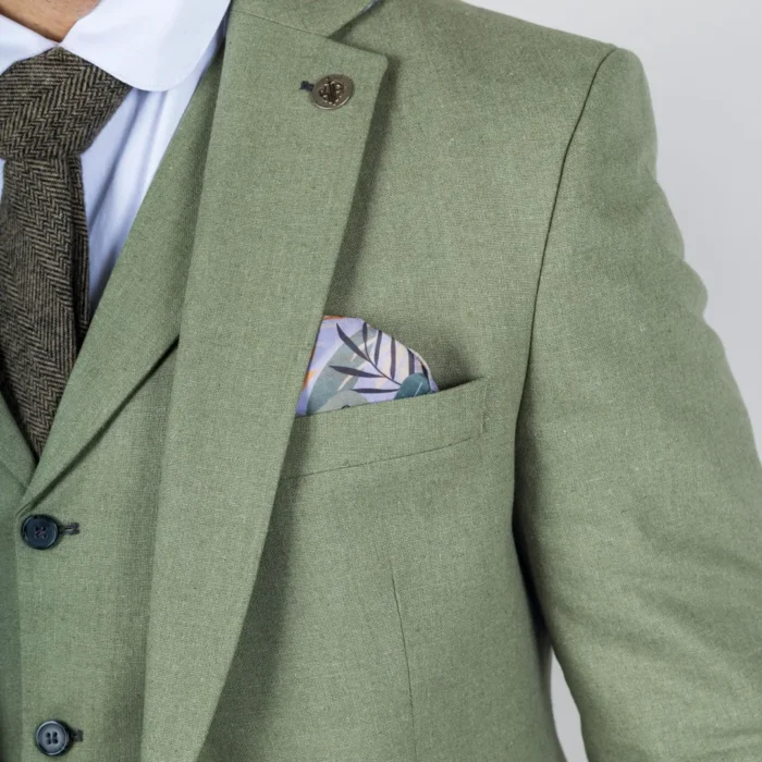 TruClothing TP-22 - Men's Sage 3 Piece Linen Summer Suit - Image 4