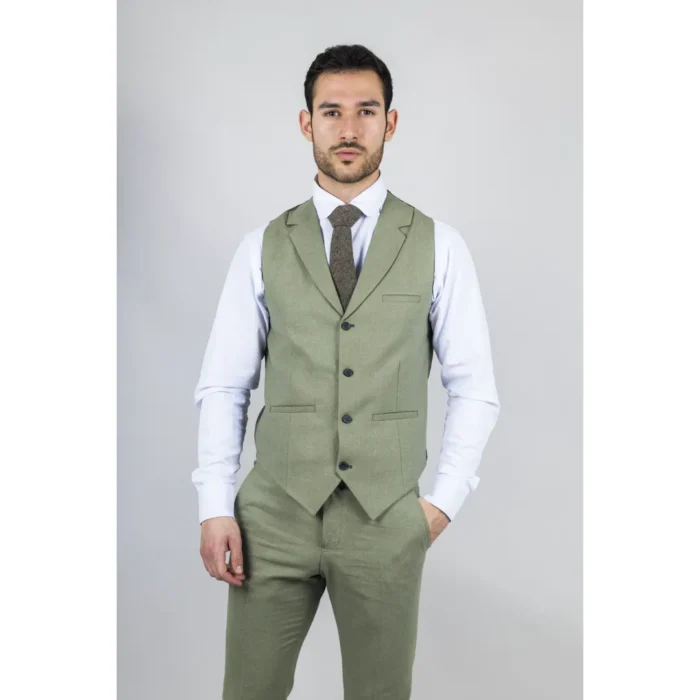 TruClothing TP-22 - Men's Sage 3 Piece Linen Summer Suit - Image 5