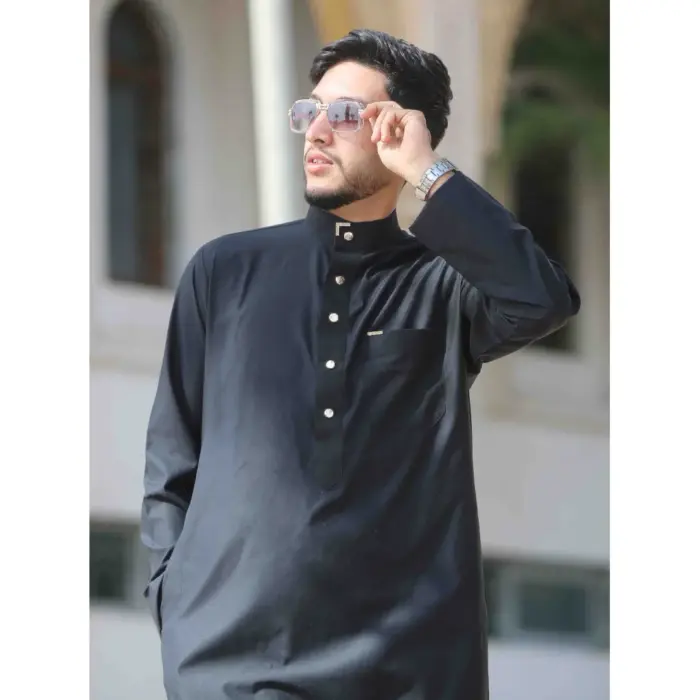 TT-005 - Men's Saudi Emirati Thobe Arab Nehru High Collar - Image 5