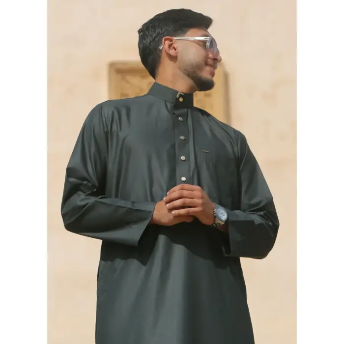TT-005 - Men's Saudi Emirati Thobe Arab Nehru High Collar - Image 13