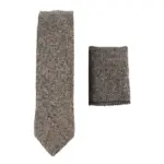 Mens Herringbone Tweed Wool Tie & Hankerchief 2" Smart Formal - Image 2