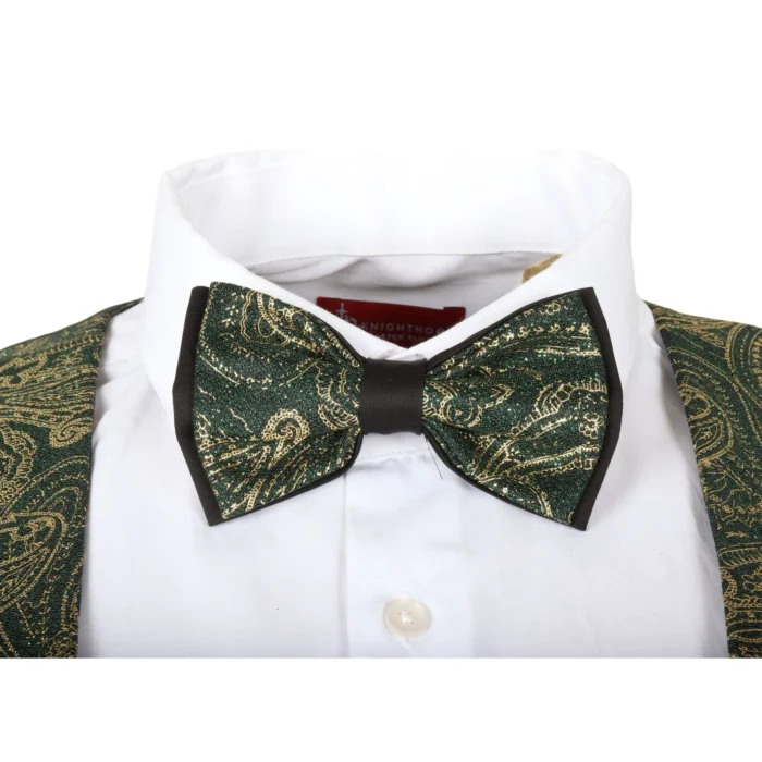 Men's Suit 3 Piece Green Paisley Tailored Fit Wedding Tuxedo - Image 5