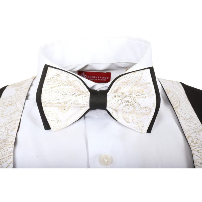 Men's Suit 3 Piece White Paisley Tailored Fit Wedding Tuxedo - Image 6