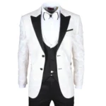 Men's Suit 3 Piece White Paisley Tailored Fit Wedding Tuxedo