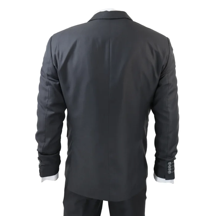 Men's Classic Charcoal Grey Suit 3 Piece Tailored Fit Vintage Office Wedding Prom - Image 6